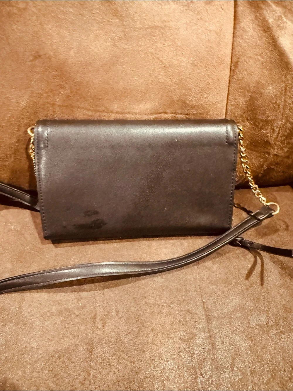 crown & ivy Black Crossbody with Red Bow Accent